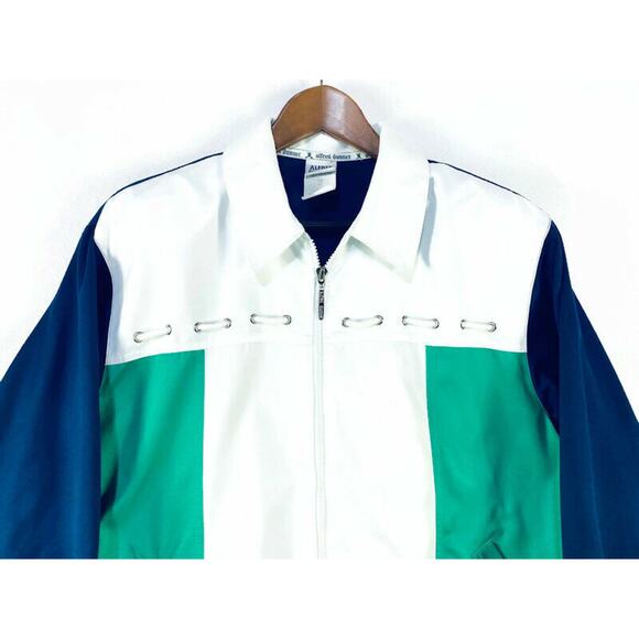 Alfred Dunner Jacket Women's Size 12 Blue White & Green Zip Up Lightweight - Picture 3 of 8